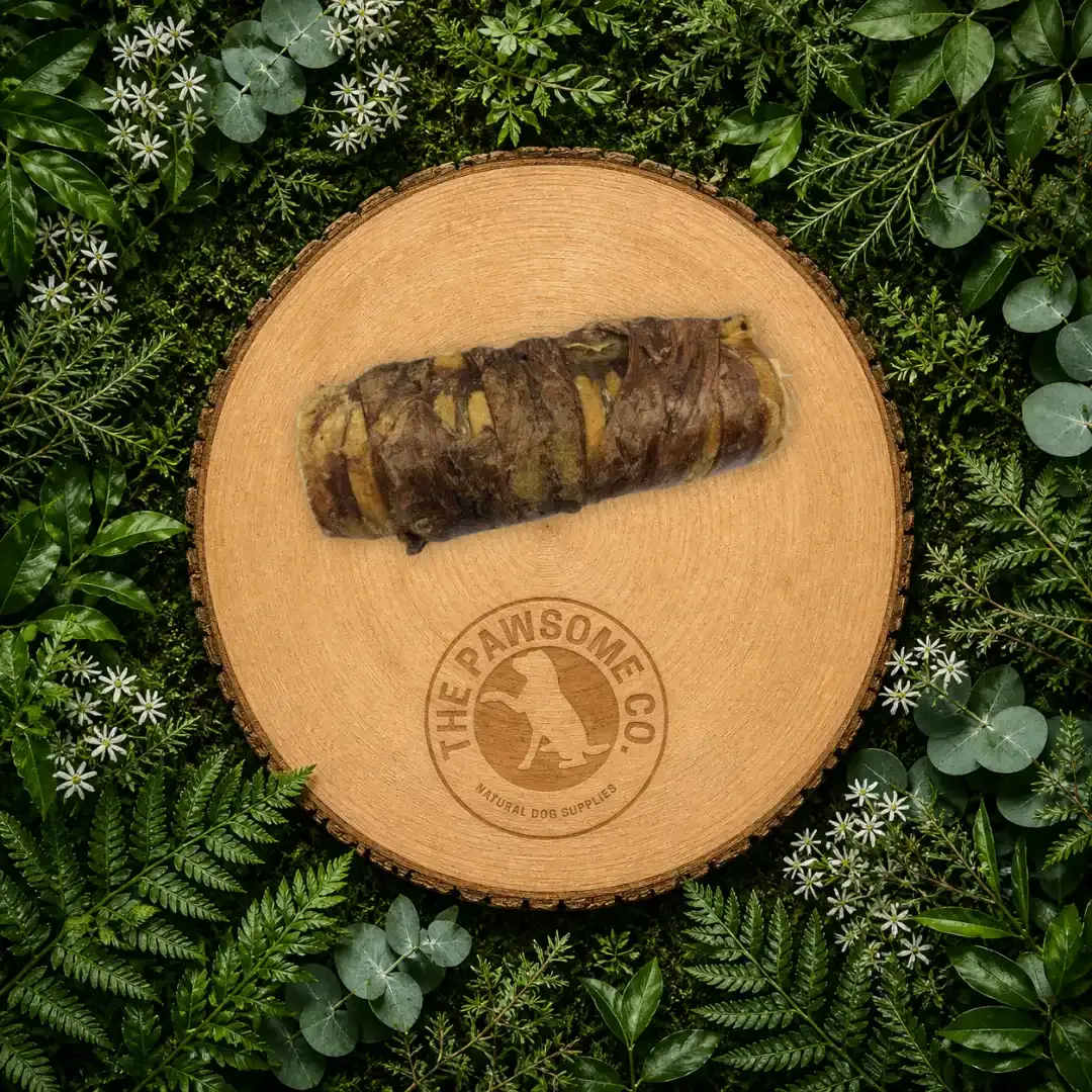 15cm Beef Trachea Wrapped in Buffalo Lung – Natural Dog Treat