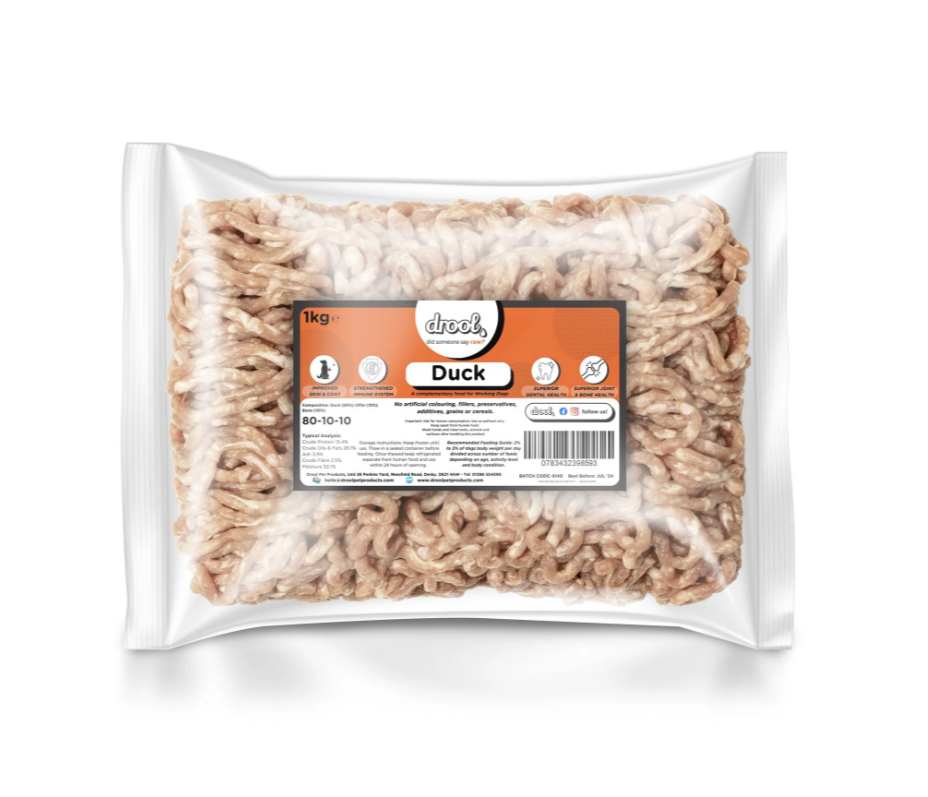 Drool Freeflow Mince - Duck 1kg (re-sealable Bag)
