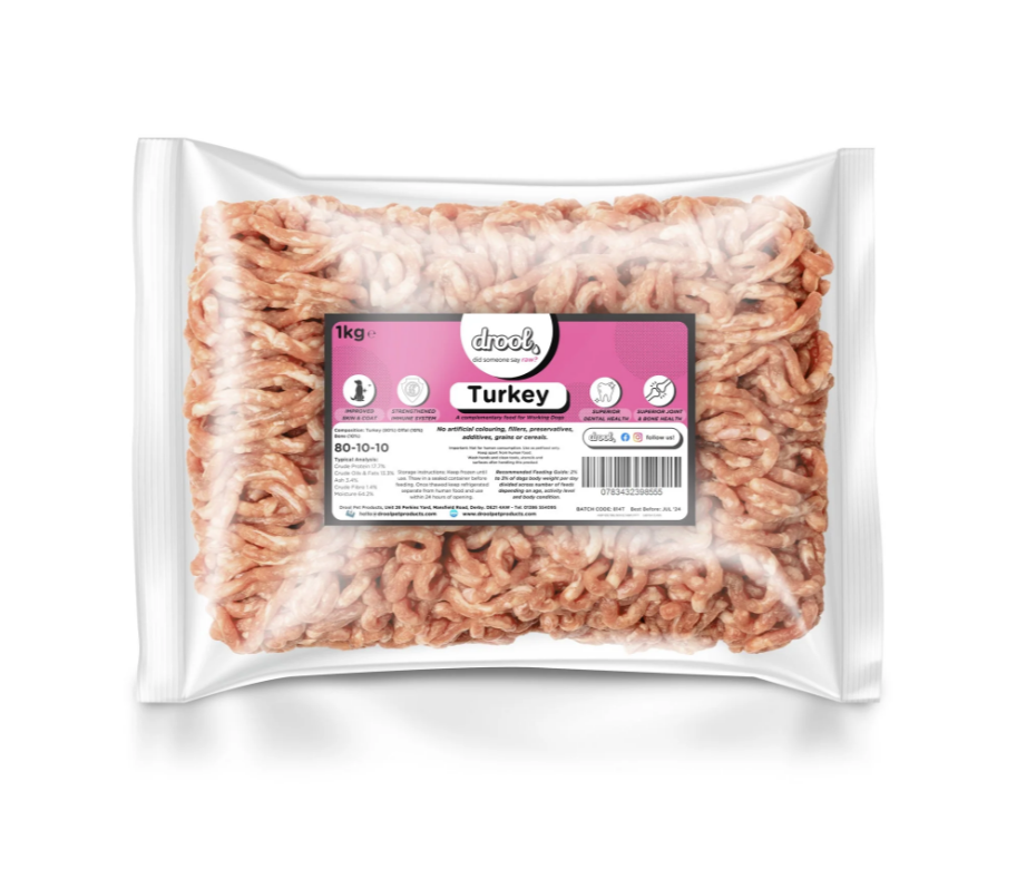 Drool Freeflow Mince - Turkey 1kg (re-sealable Bag)