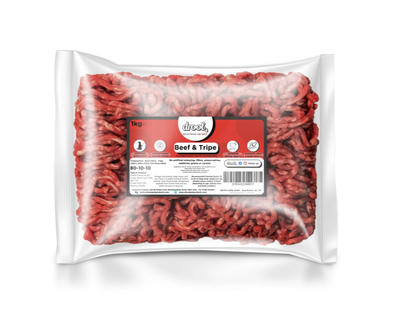 Drool Freeflow Mince - Beef &amp; Tripe 1kg (re-sealable Bag)