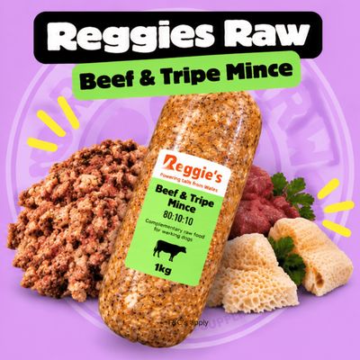 Beef &amp; Tripe - 10 x 1kg Rolls - Grab &amp; Go Boxes  (10kg)