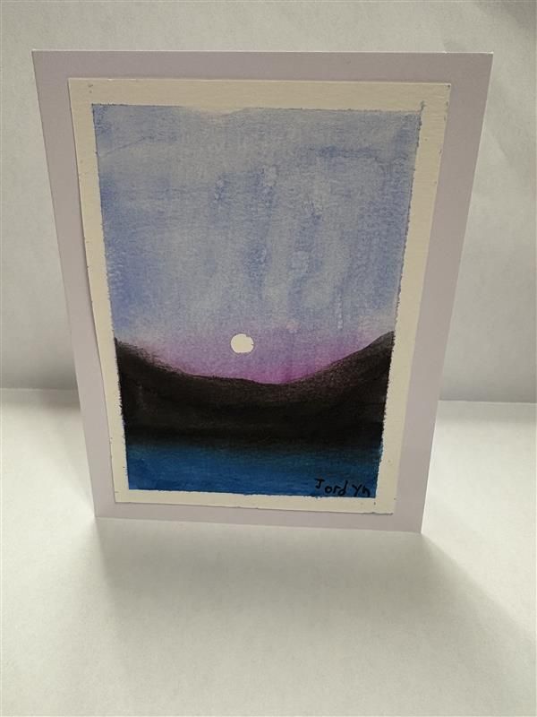 carte aquarelle couché de soleil