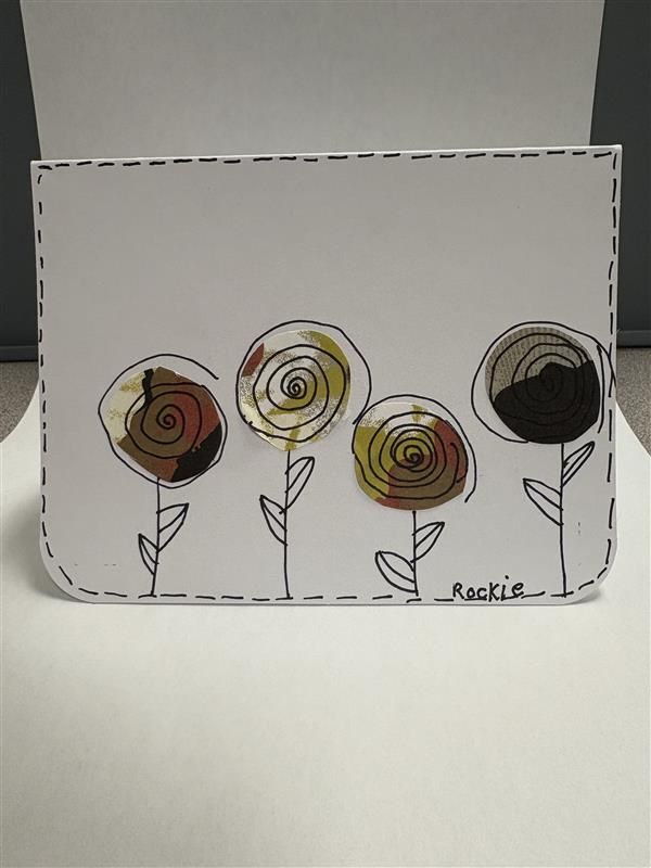 carte fleurs scrapbooking