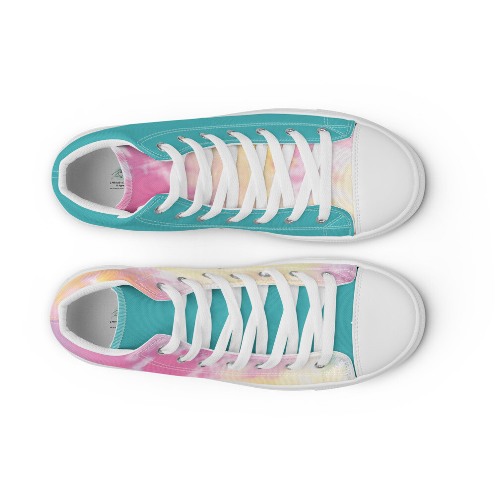 Women’s High Top Canvas Shoes- Tie Dye/TurqBlu {NEW MIXMATCH STYLE}