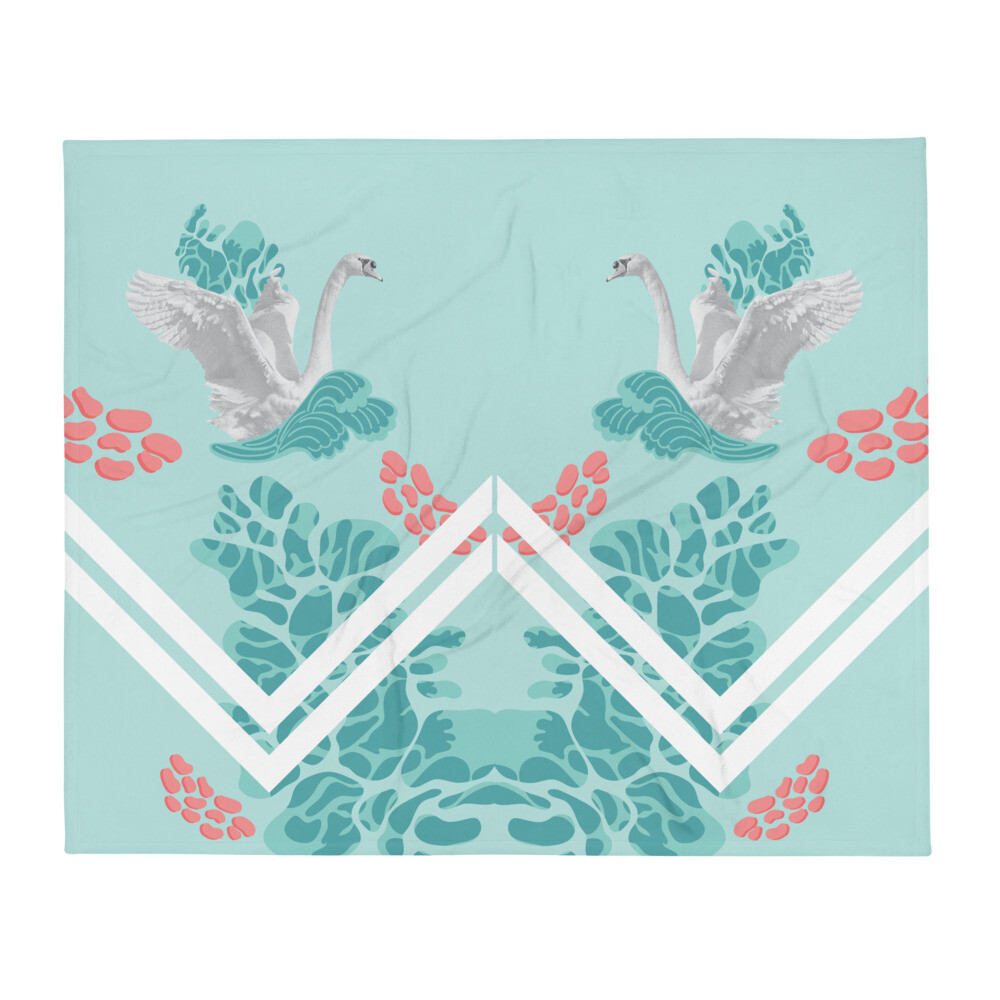 Throw Blanket-Blue Swans