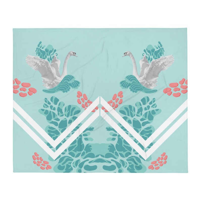 Throw Blanket-Blue Swans