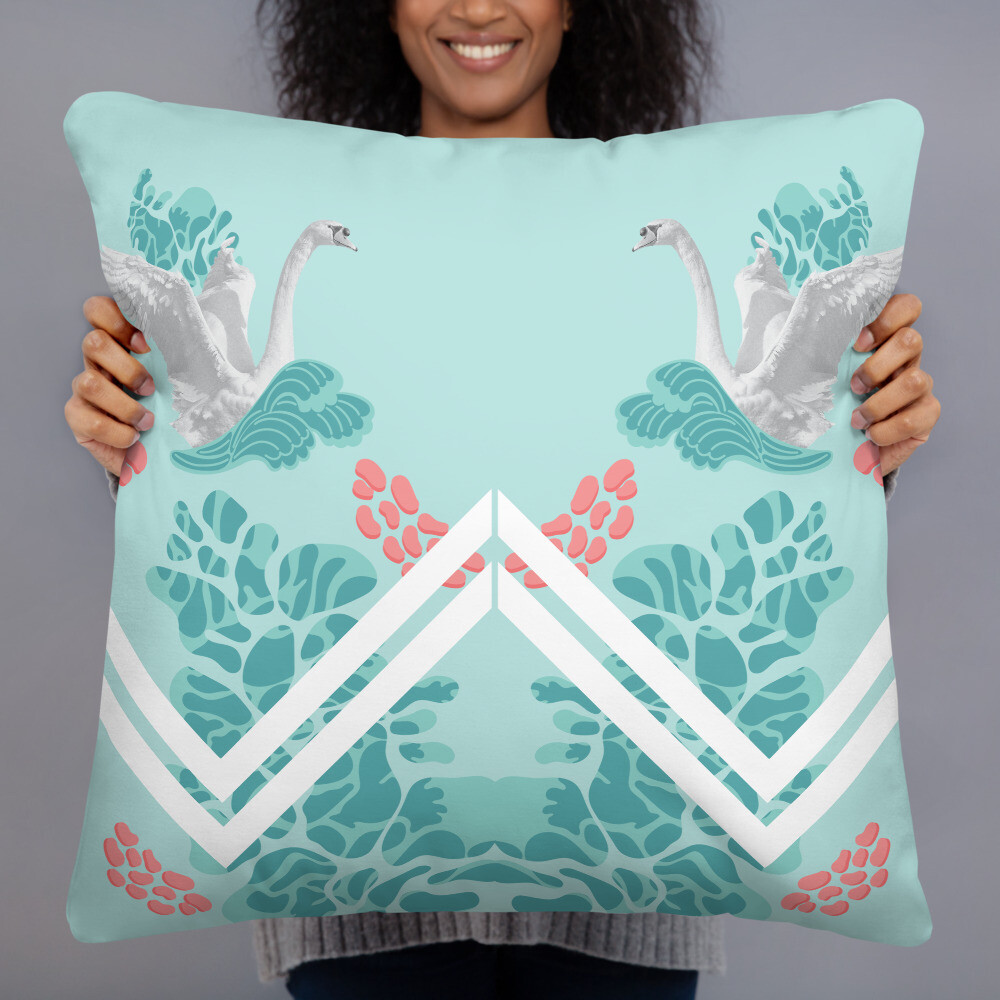 Basic Pillow-Blue Swans