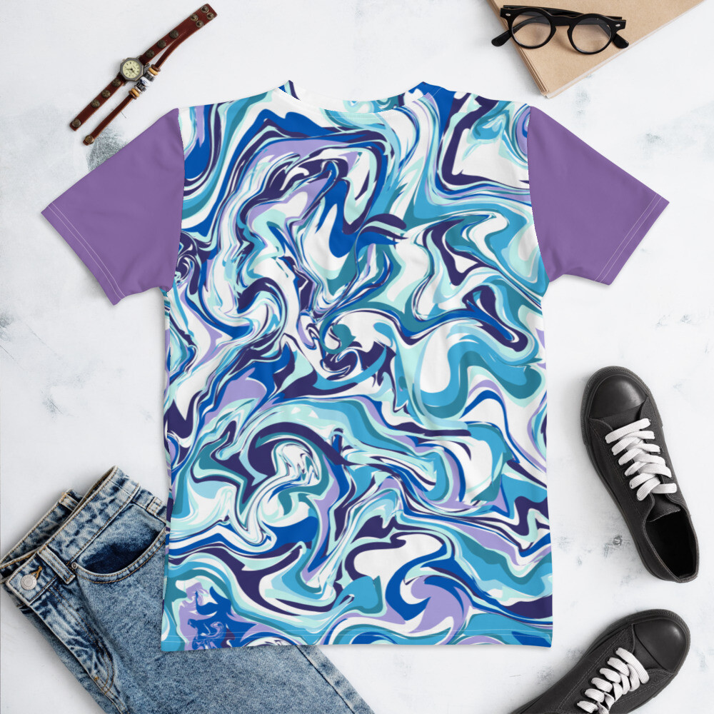 Women&#39;s T-shirt-Blue Swirl/Purple