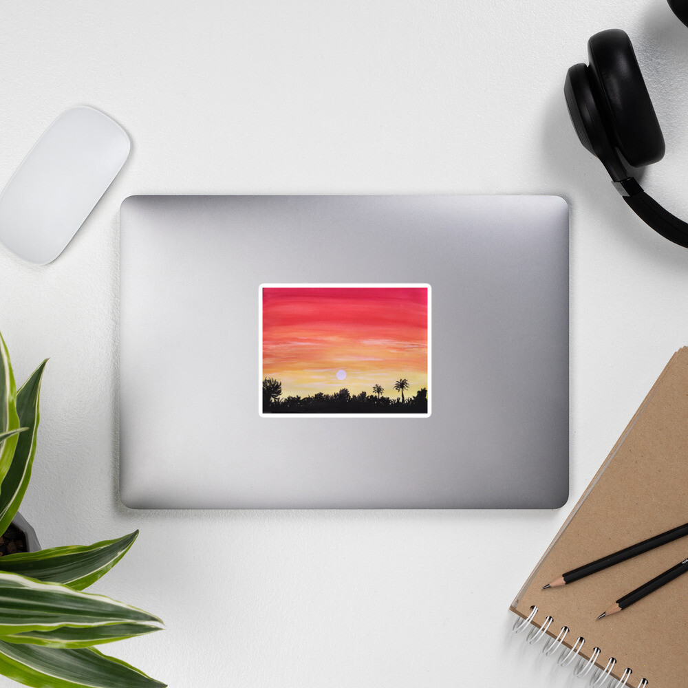 Bubble-Free Stickers- Sunset Tropical Forest