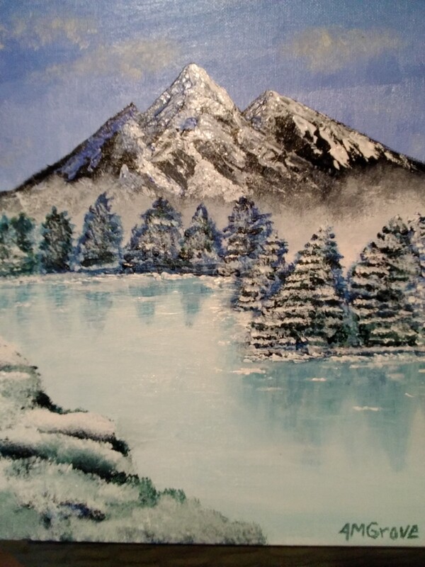 Snow Capped Mountain On The Lake