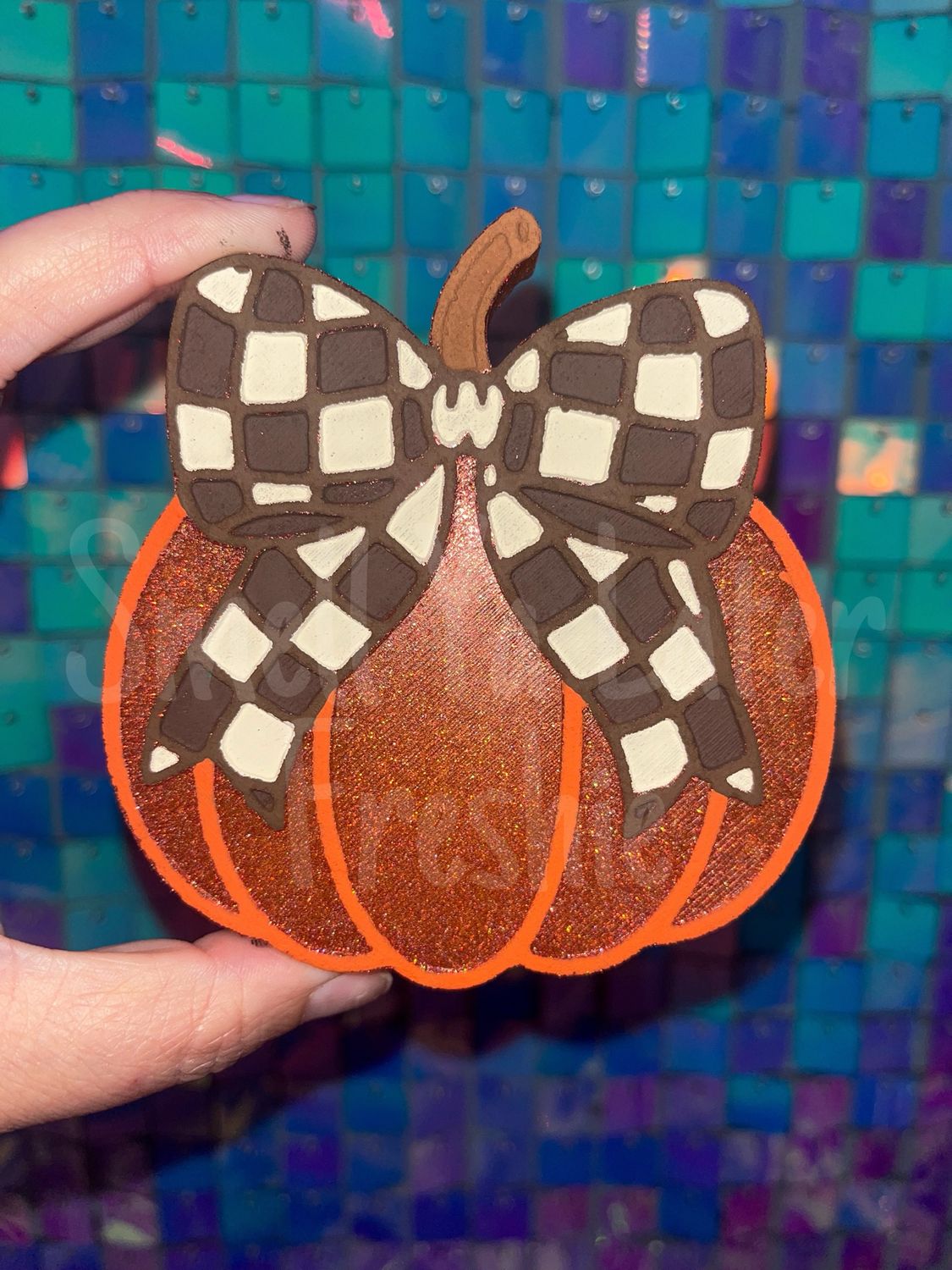 Checkered Bow Pumpkin
