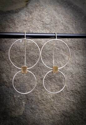 Geometric Earrings, Silver Threader Earrings, Big Hoop Earrings