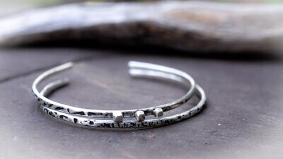 Thin Cuff Bracelet, sterling silver set of two