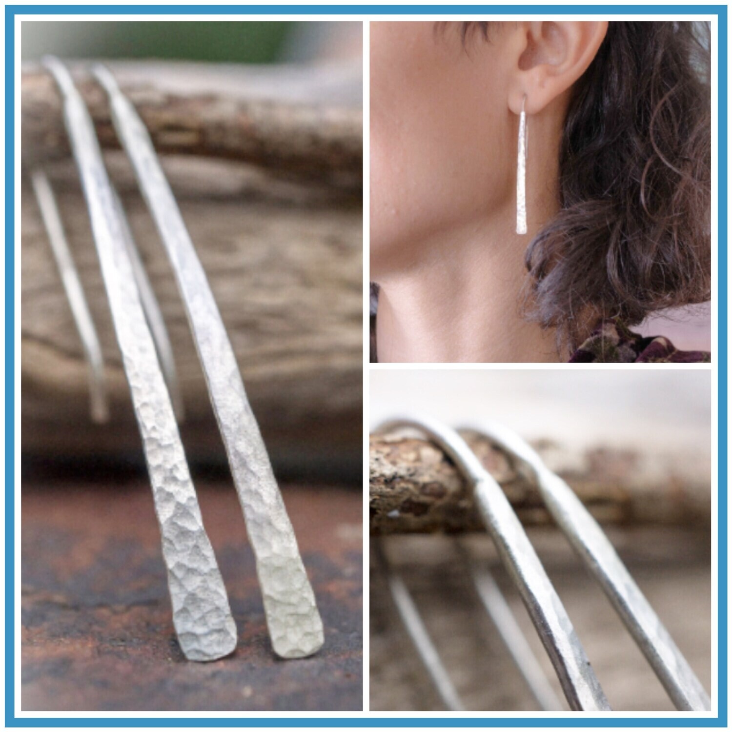 Silver Threader Earrings, Silver Bar Earrings