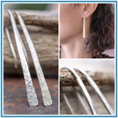 Silver Threader Earrings, Silver Bar Earrings
