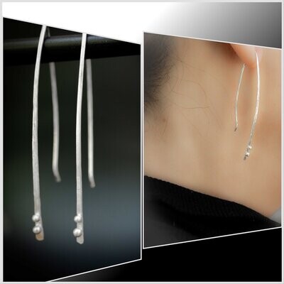 Silver Threader Earrings, Minimalist Silver Earrings