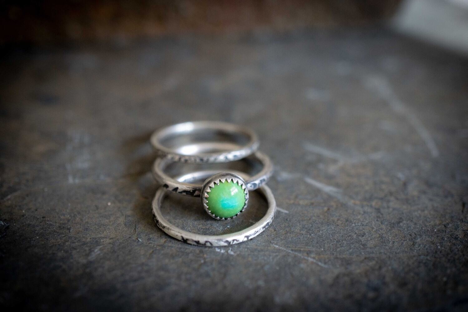 Turquoise Stacking Rings, Thin Silver Rings, Natural Turquoise Ring