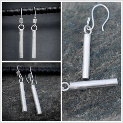 Solid Silver Bar Earrings, Everyday Earrings
