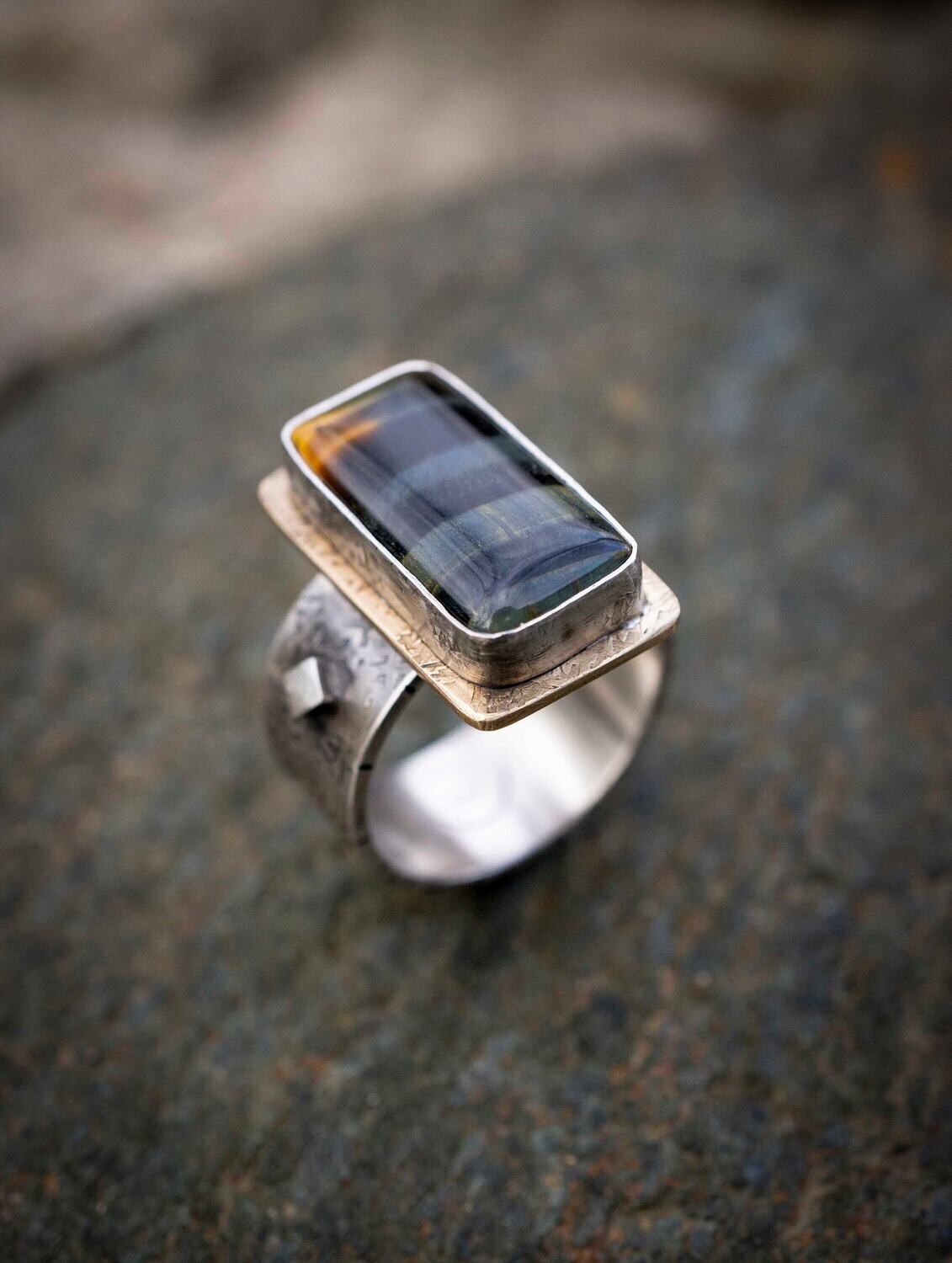 Tigers Eye Ring Men | Blue Tigers Eye Ring