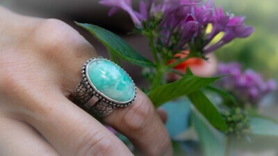 All natural turquoise statement ring from Honey Bee Metals.
