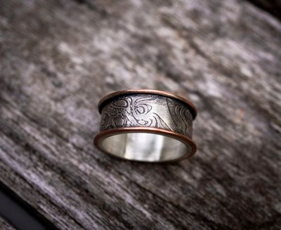 Mixed Metal Ring for Men | Copper Silver Ring Band