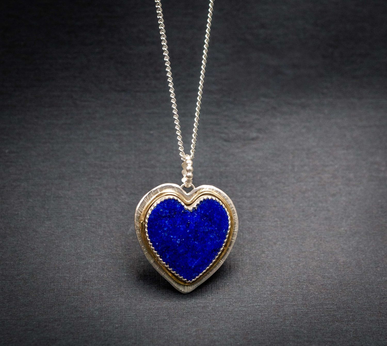 Gemstone Heart Necklace, Lapis Heart Pendant