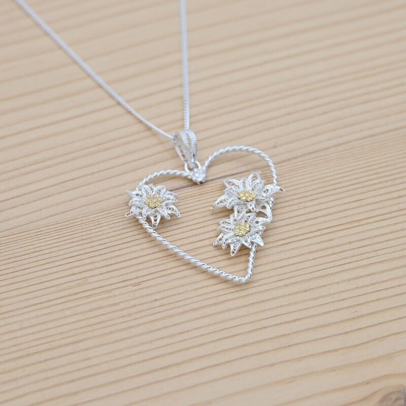 Collana Cuore con Stelle Alpine