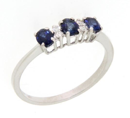 Clesi Gioielli Anello Trilogy in oro bianco con Zaffiri e Diamanti
