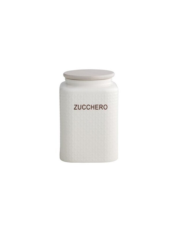 BRANDANI BARATTOLO ZUCCHERO PORCELLANA BIANCA E TAPPO BAMBOO NATURALE