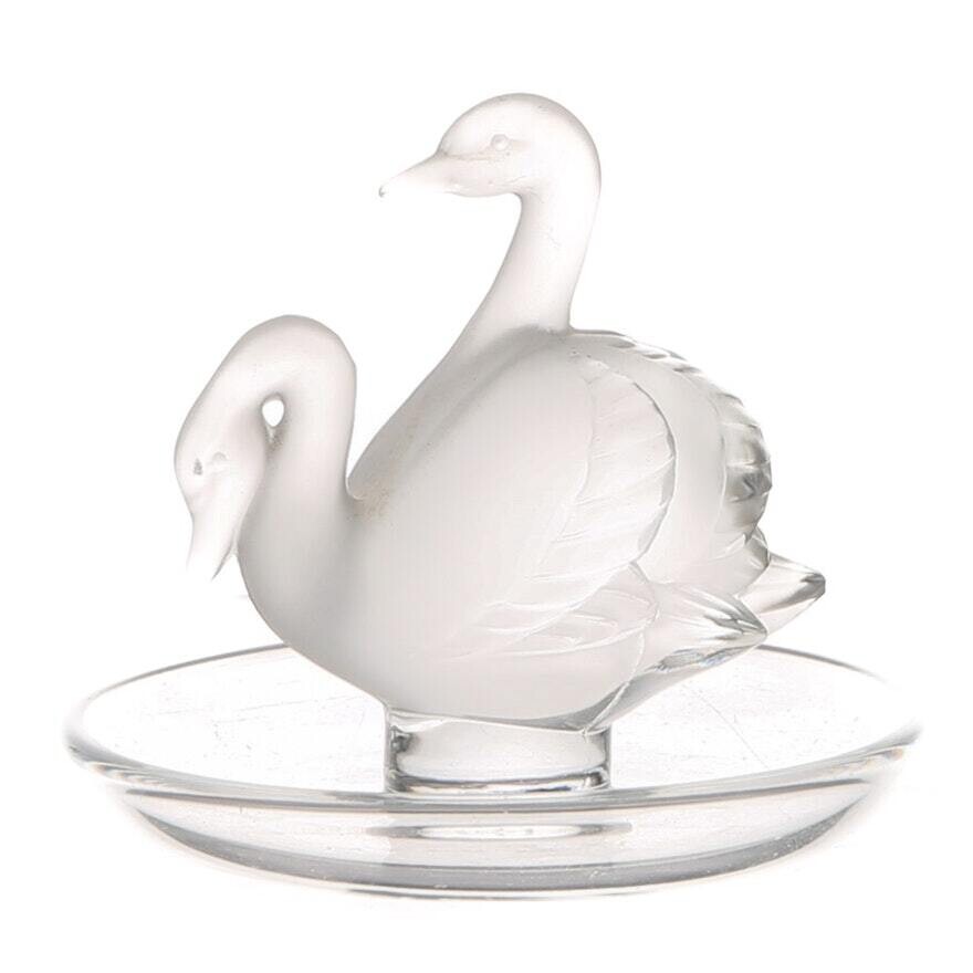 Lalique Posacenere Pair of Swans Pin Tray