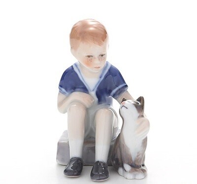 Royal Copenhagen Statuina Jens con Gatto Mini Royal Copenhagen Statuina Jens con Gatto Mini