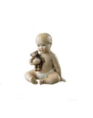 Royal Copenhagen Statuina Neonato con orsetto Royal Copenhagen Statuina Neonato con orsetto