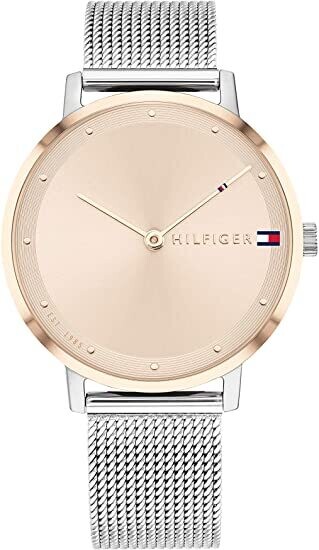 TOMMY HILFIGER OROLOGIO PIPPA 3H QUADRANTE ORO/ROSA E MAGLIA MILANO ARGENTO