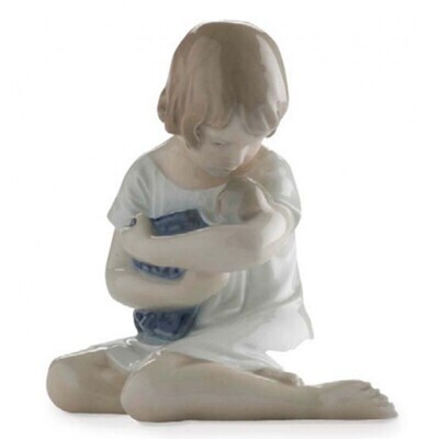Royal Copenhagen Statuina Bimba con Bambola Royal Copenhagen Statuina Bimba con Bambola