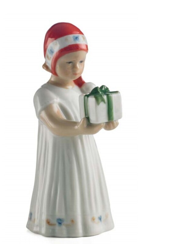 Royal Copenhagen statuina Elsa bianca con regalo mini Royal Copenhagen statuina Elsa bianca con regalo mini