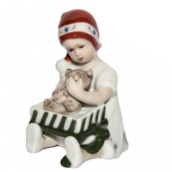 Royal Copenhagen Statuina Elsa bianca che apre il regalo Mini