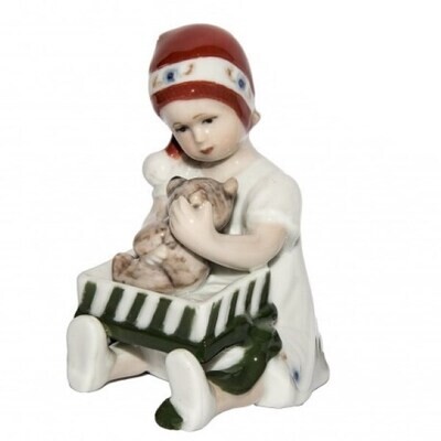 Royal Copenhagen Statuina Elsa bianca che apre il regalo Mini