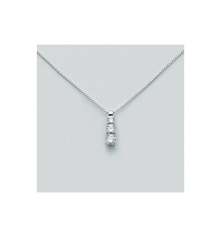 Bibigì Collana in ro bianco 18 kt con Trilogy di Diamanti - Varie carature