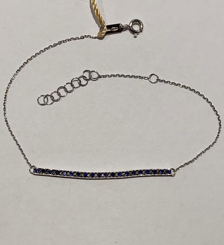 Bibigì mezzo tennis in oro bianco 18 kt con catena e zaffiri