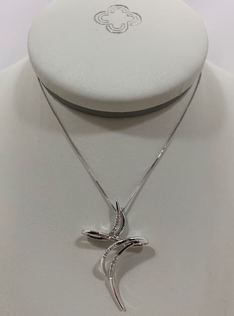 Crusado collana con croce in oro bianco 18 kt e diamanti 0,05 ct