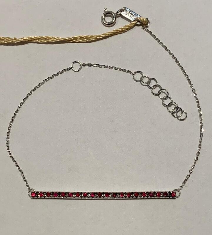Bibigì mezzo tennis con catena in oro bianco 18 kt e rubini