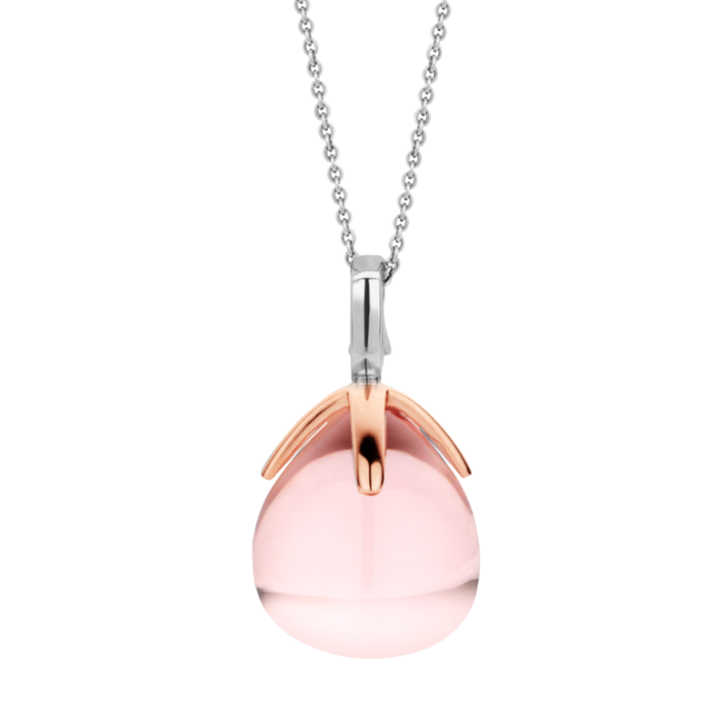 TI SENTO Milano Collana in argento 925 e ciondolo pietra rosa