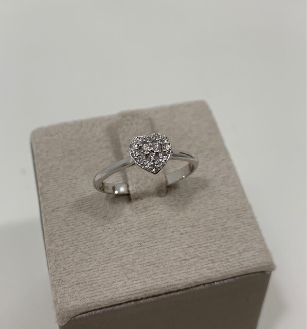 Bibigì anello cuore pavè in oro bianco 18 kt con diamanti taglio brillante