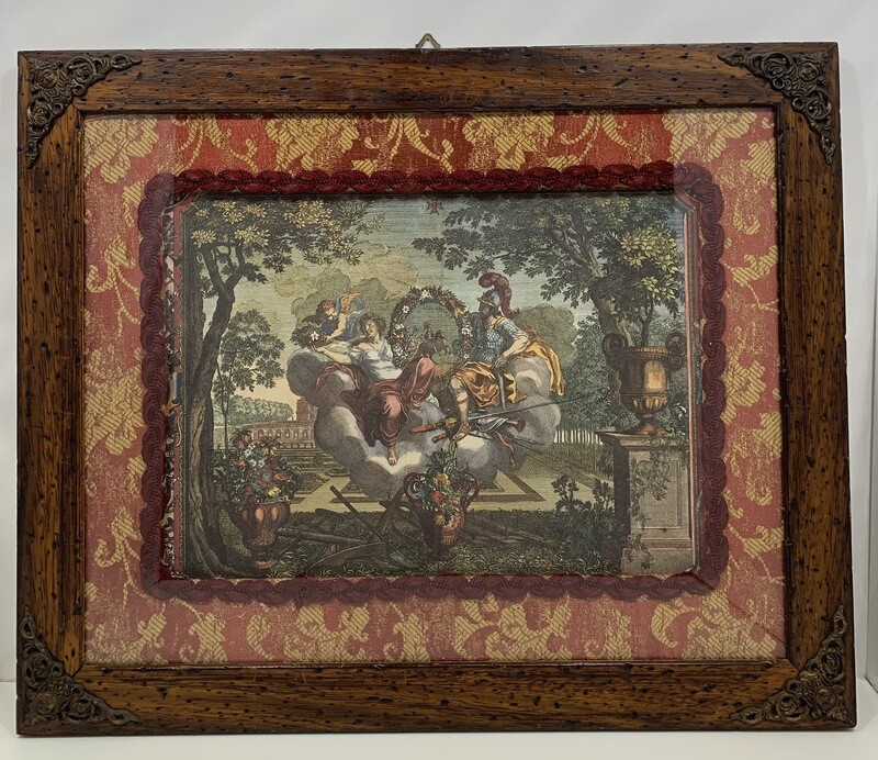 Cornice in legno antichizzato con Stampa di scena mitologica