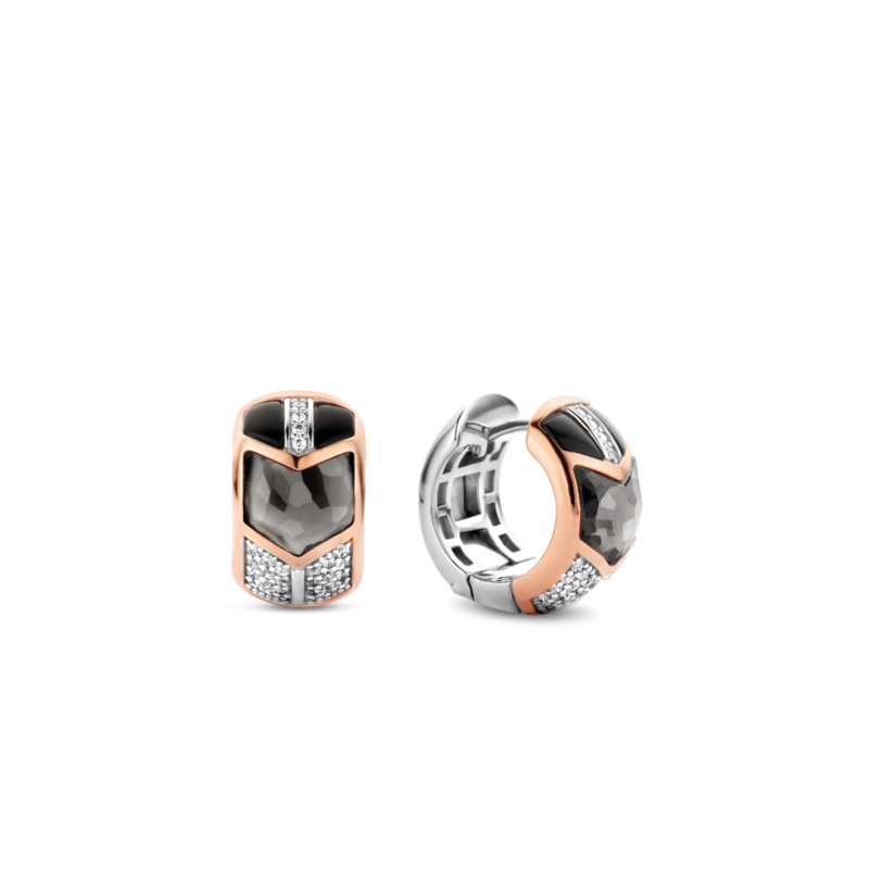TI SENTO - Milano Orecchini in argento 925 placcati oro rosa con pietre e zirconi