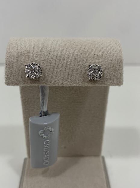 Crusado Orecchini pavè in oro bianco 18 kt e diamanti 0,40 ct