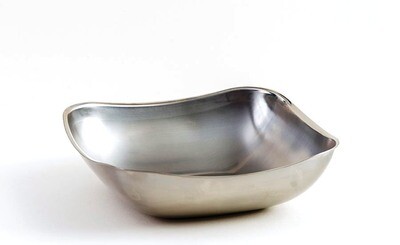Alessi Cestino quadrato in acciaio satinato con bordo lucido