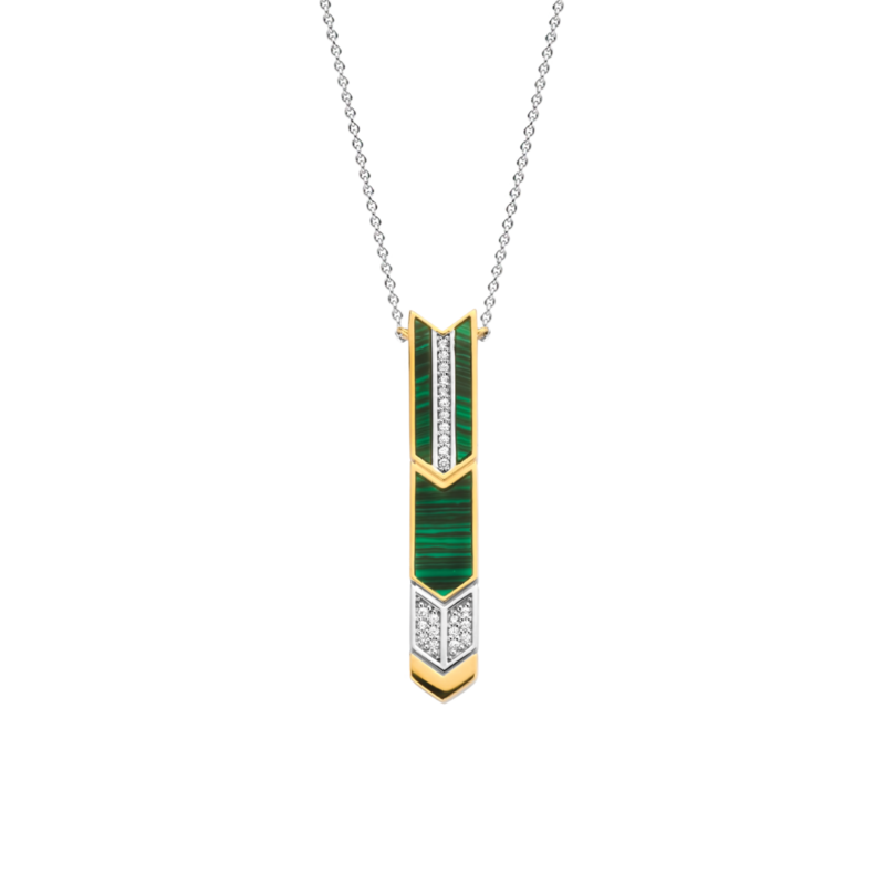 TI SENTO Milano Collana in argento 925 con pietre di malachite verde e zirconi