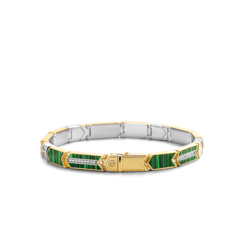 TI SENTO Milano Bracciale in argento 925 con pietre di malachite verde e zirconi