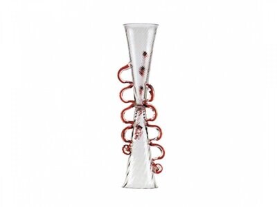 Driade "Bibi I" bicchiere da collezione in vetro soffiato trasparente e rosso